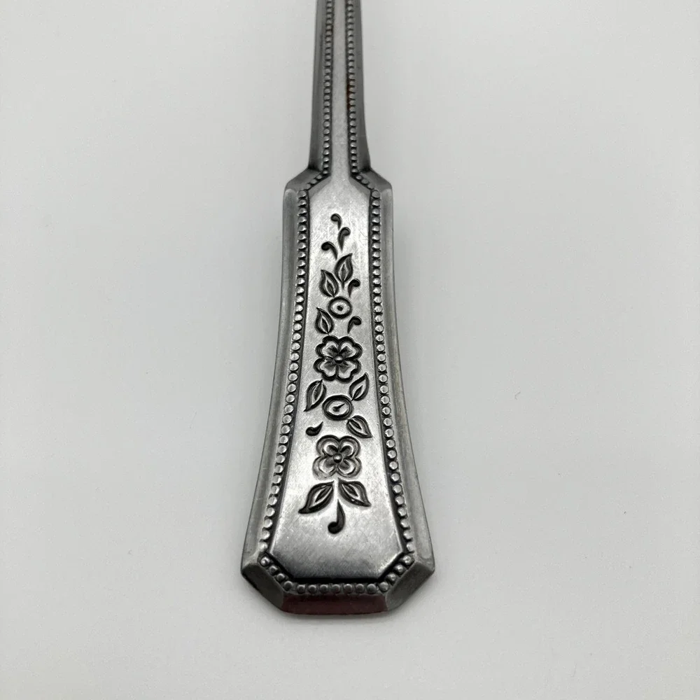 Regasa Stainless Teaspoon Korea Vintage Silver Floral Pattern Flatware Spoon